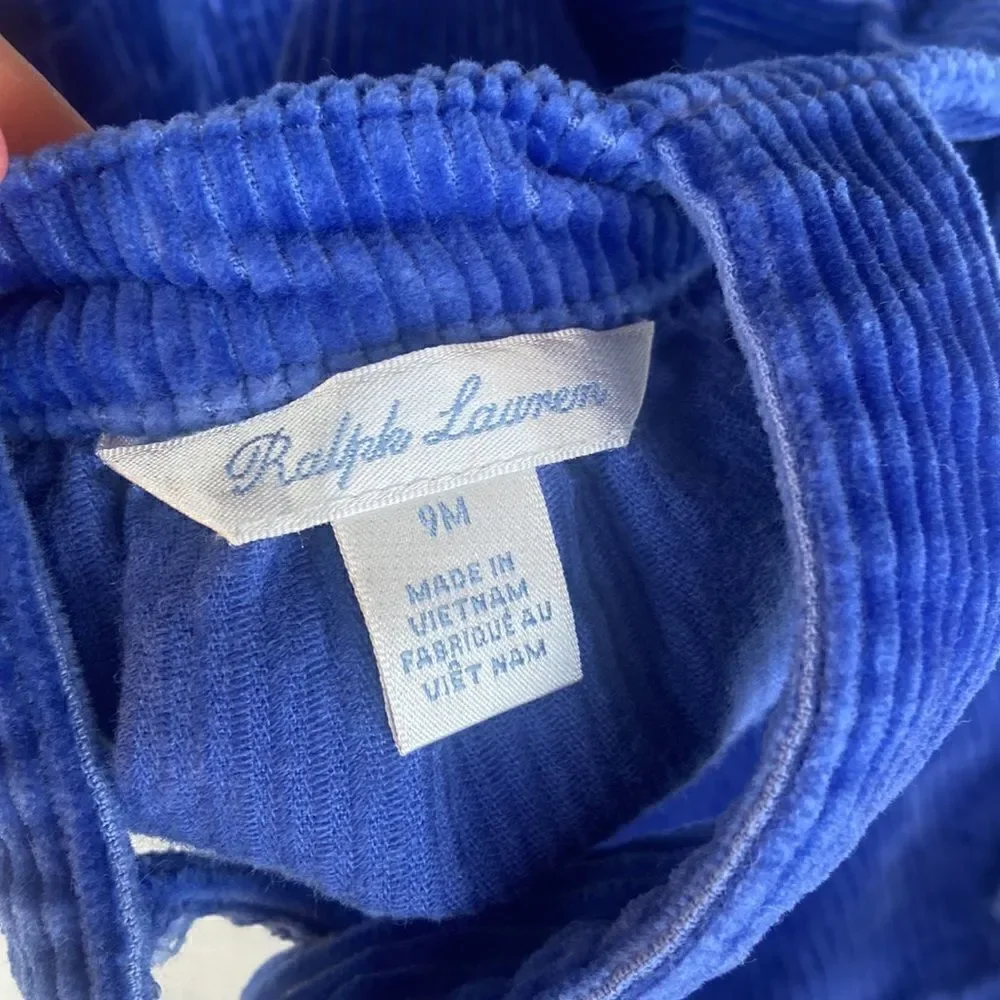 Ralph Lauren Romper Dress Blue Corduroy 9 month